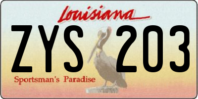 LA license plate ZYS203