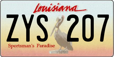 LA license plate ZYS207