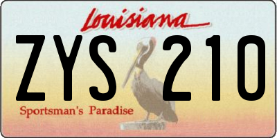 LA license plate ZYS210