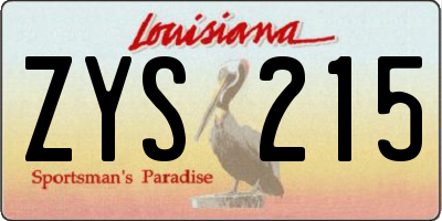 LA license plate ZYS215