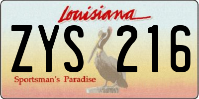 LA license plate ZYS216