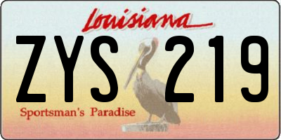 LA license plate ZYS219