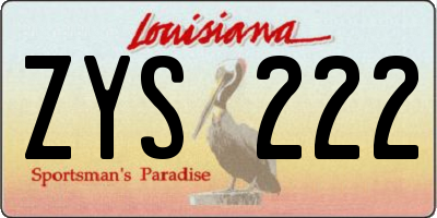 LA license plate ZYS222