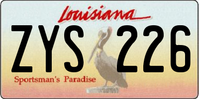 LA license plate ZYS226