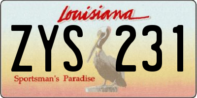 LA license plate ZYS231