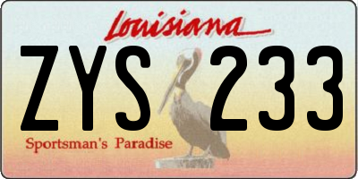 LA license plate ZYS233