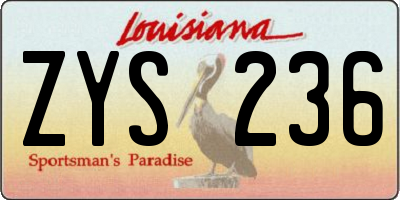 LA license plate ZYS236