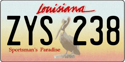 LA license plate ZYS238