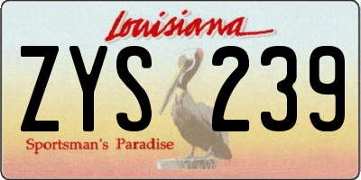 LA license plate ZYS239