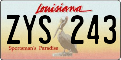 LA license plate ZYS243