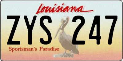 LA license plate ZYS247
