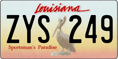 LA license plate ZYS249