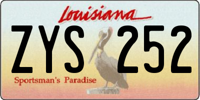 LA license plate ZYS252