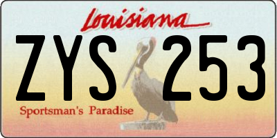 LA license plate ZYS253