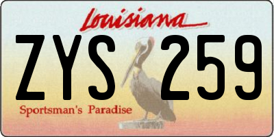 LA license plate ZYS259