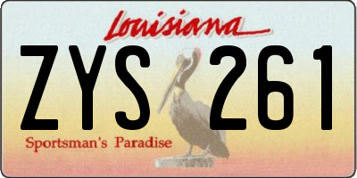 LA license plate ZYS261