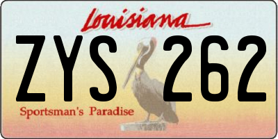 LA license plate ZYS262