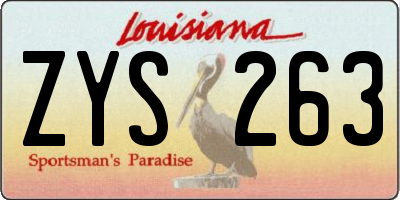 LA license plate ZYS263