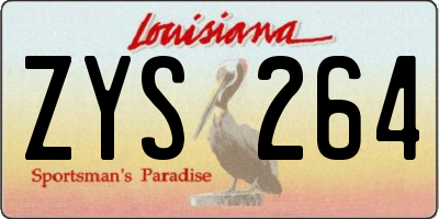 LA license plate ZYS264