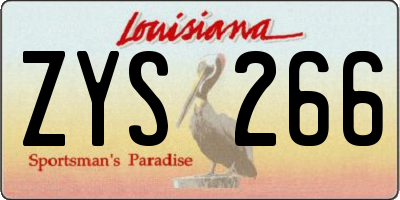 LA license plate ZYS266