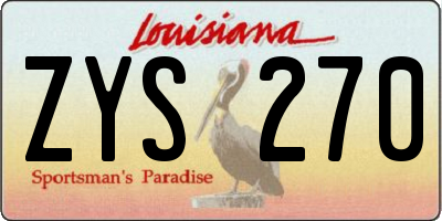 LA license plate ZYS270