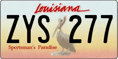LA license plate ZYS277