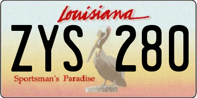 LA license plate ZYS280