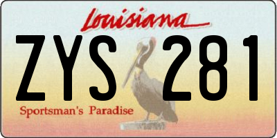LA license plate ZYS281