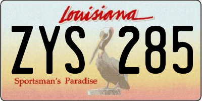 LA license plate ZYS285