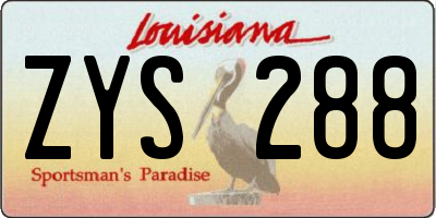 LA license plate ZYS288
