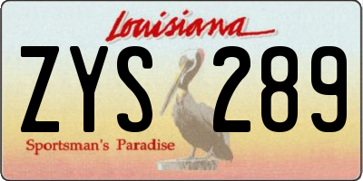 LA license plate ZYS289