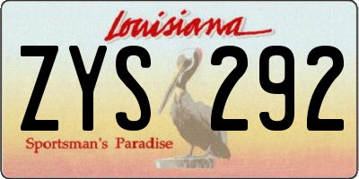 LA license plate ZYS292