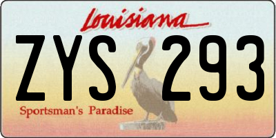 LA license plate ZYS293