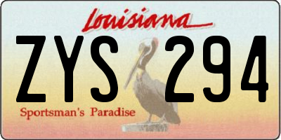 LA license plate ZYS294