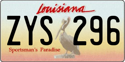 LA license plate ZYS296