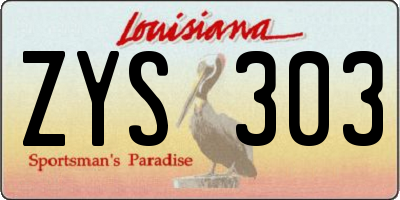 LA license plate ZYS303