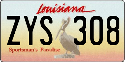 LA license plate ZYS308