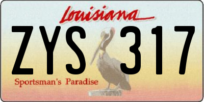 LA license plate ZYS317