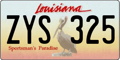 LA license plate ZYS325