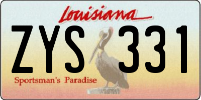 LA license plate ZYS331
