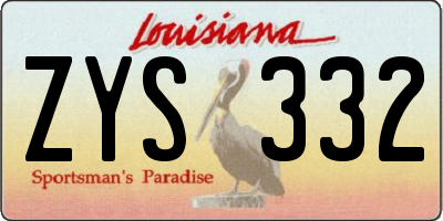 LA license plate ZYS332