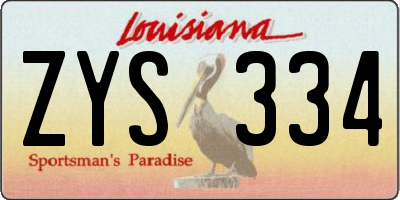 LA license plate ZYS334
