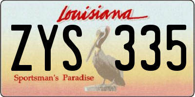 LA license plate ZYS335