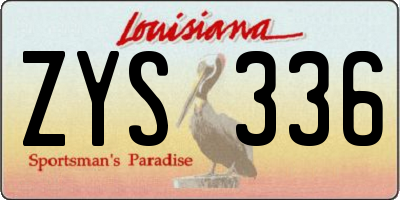 LA license plate ZYS336
