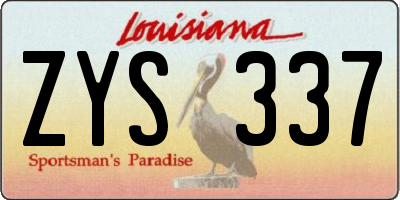 LA license plate ZYS337