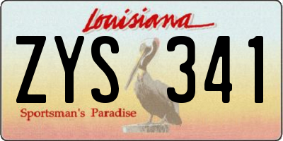 LA license plate ZYS341