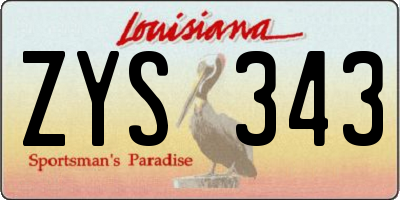 LA license plate ZYS343
