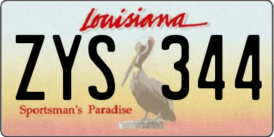 LA license plate ZYS344