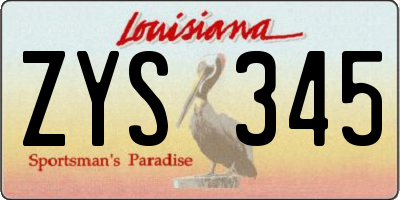 LA license plate ZYS345
