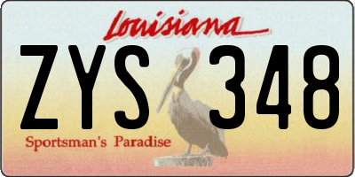 LA license plate ZYS348